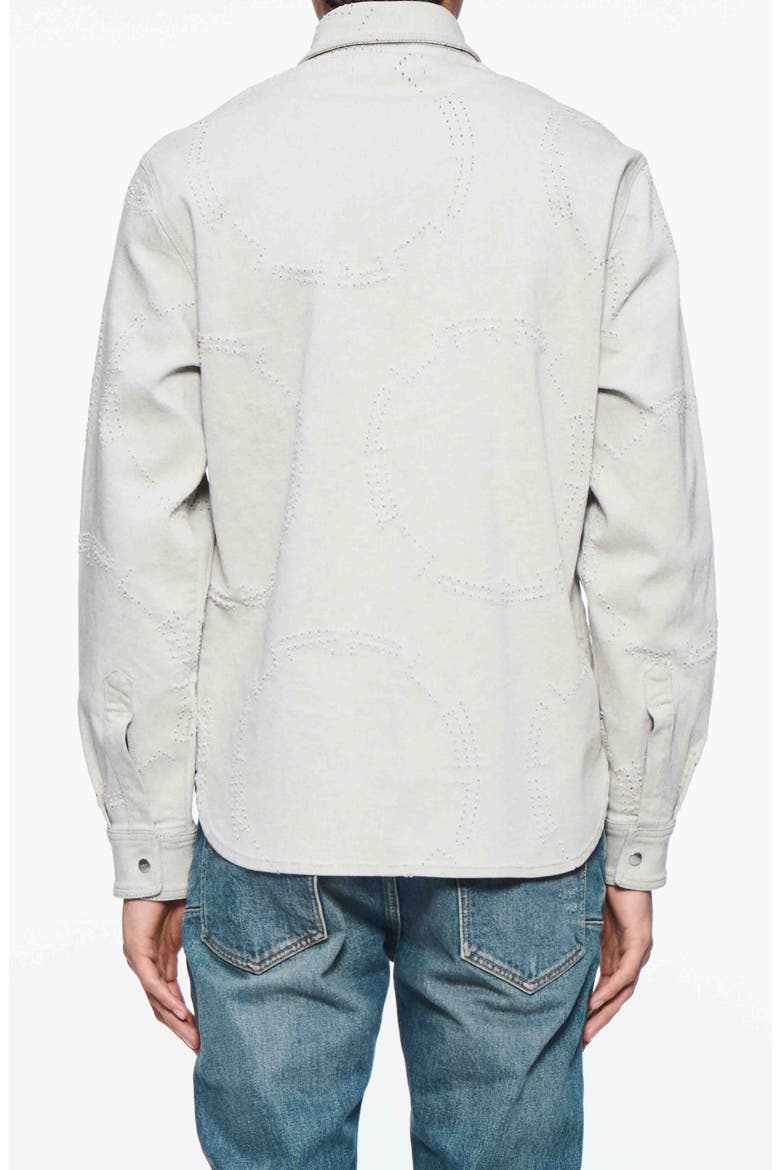 Openwork Snap-Up Denim Western Shirt, Alternate, color, GREY