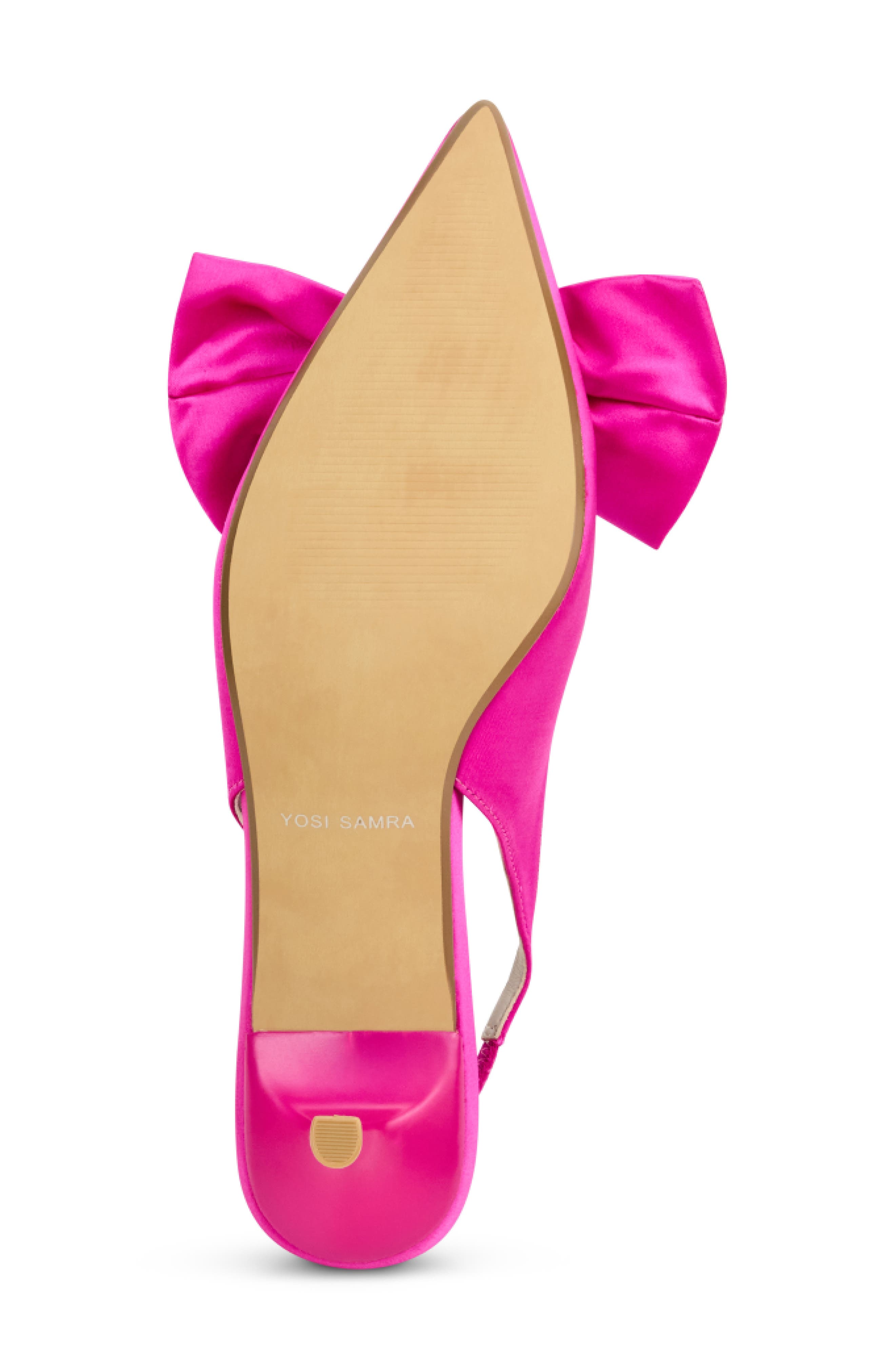Yosi Samra Elise Slingback Pointed Toe Kitten Heel Pump, Alternate, color, Fuchsia
