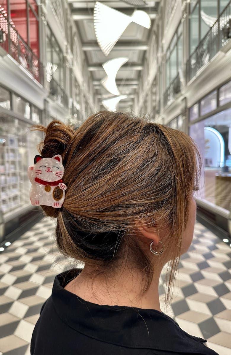 Solar Eclipse Lucky Cat Claw Clip, Alternate, color, Classic