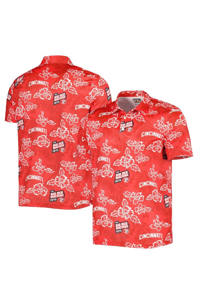 Reyn Spooner Men's Reyn Spooner Red Cincinnati Reds Cooperstown Collection Puamana Print Polo, Main, color, Red