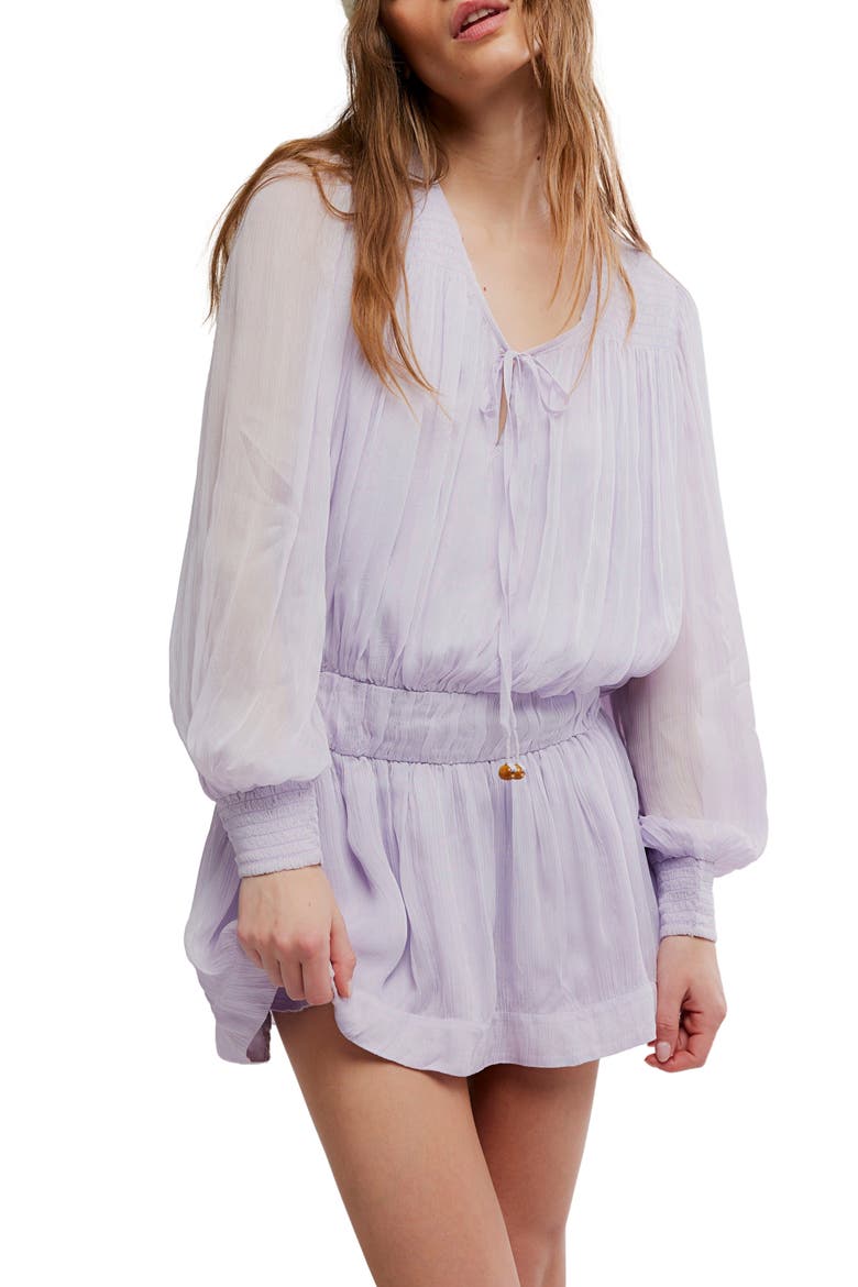 Sunbeam Long Sleeve Cotton Blend Minidress, Alternate, color, ORCHID HUSH