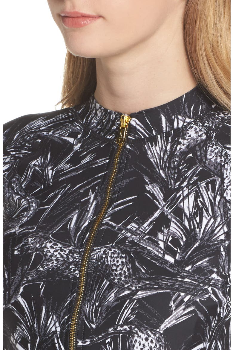 Zip Rashguard, Alternate, color, BLACK/ WHITE