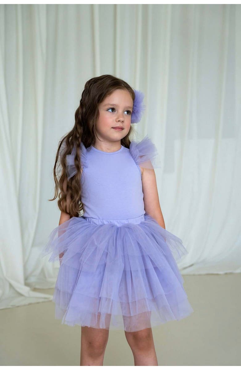 Mini Celebrities Cotton Tulle Dress, Alternate, color, Purple Bloom