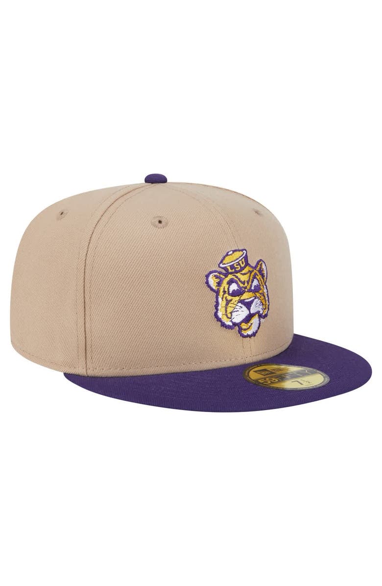 New Era Men's New Era  Khaki LSU Tigers Throwback Two-Tone 59FIFTY Fitted Hat, Alternate, color, Khaki