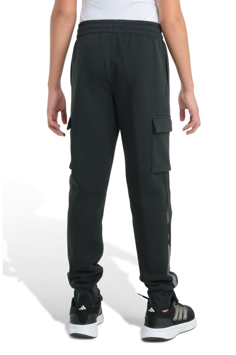 Kids' 3-Stripes Camo Halftone Fleece Cargo Pants, Alternate, color, BLACK