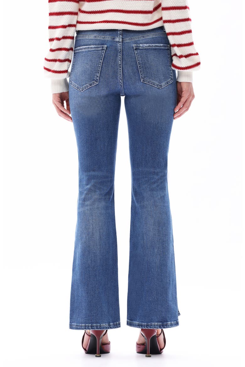 Print Split Hem Mid Rise Flare Jeans, Alternate, color, LIGHT BLUE