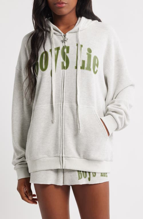 Boys Lie All Star Front Zip Waffle Stitch Hoodie In White