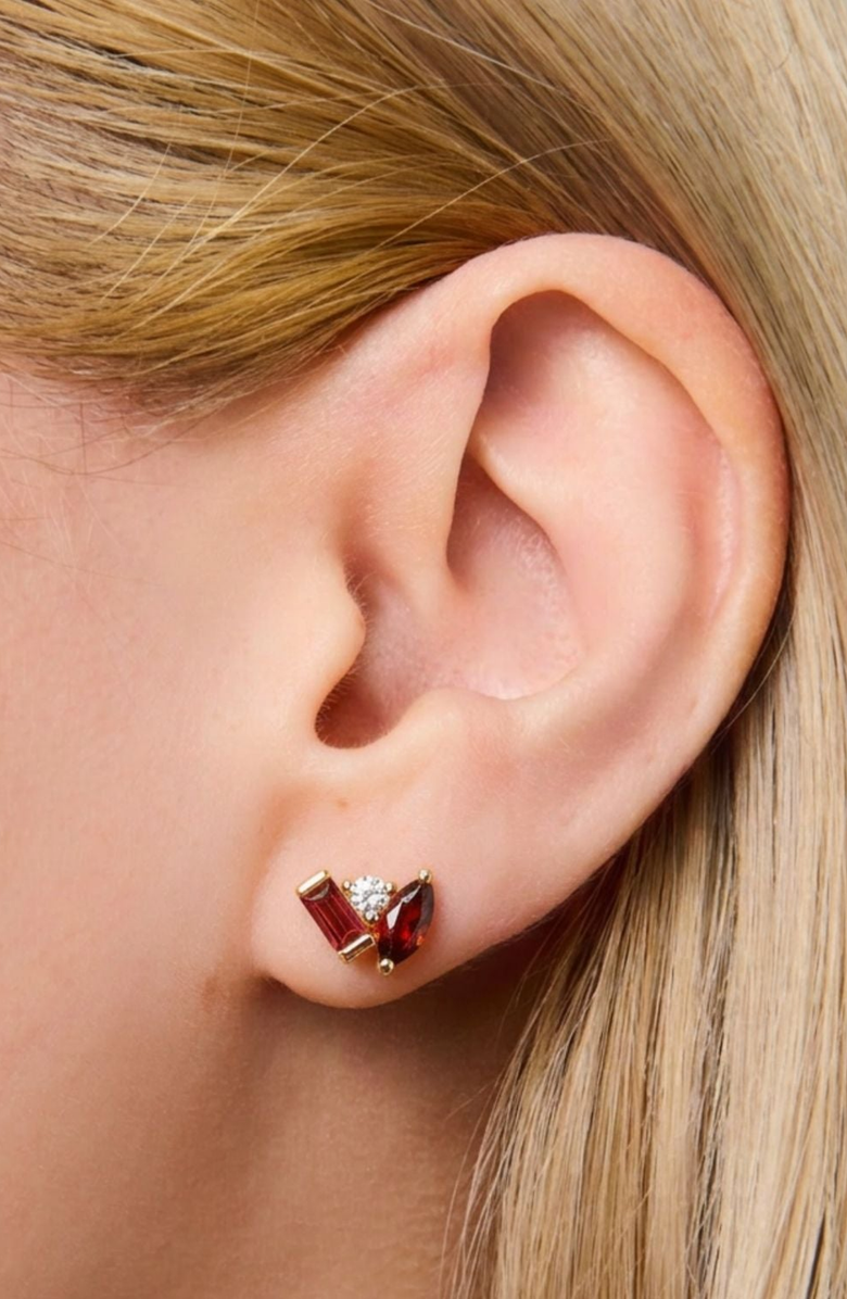 Little Sky Stone Seraphina Garnet Stud Earrings, Alternate, color, Garnet
