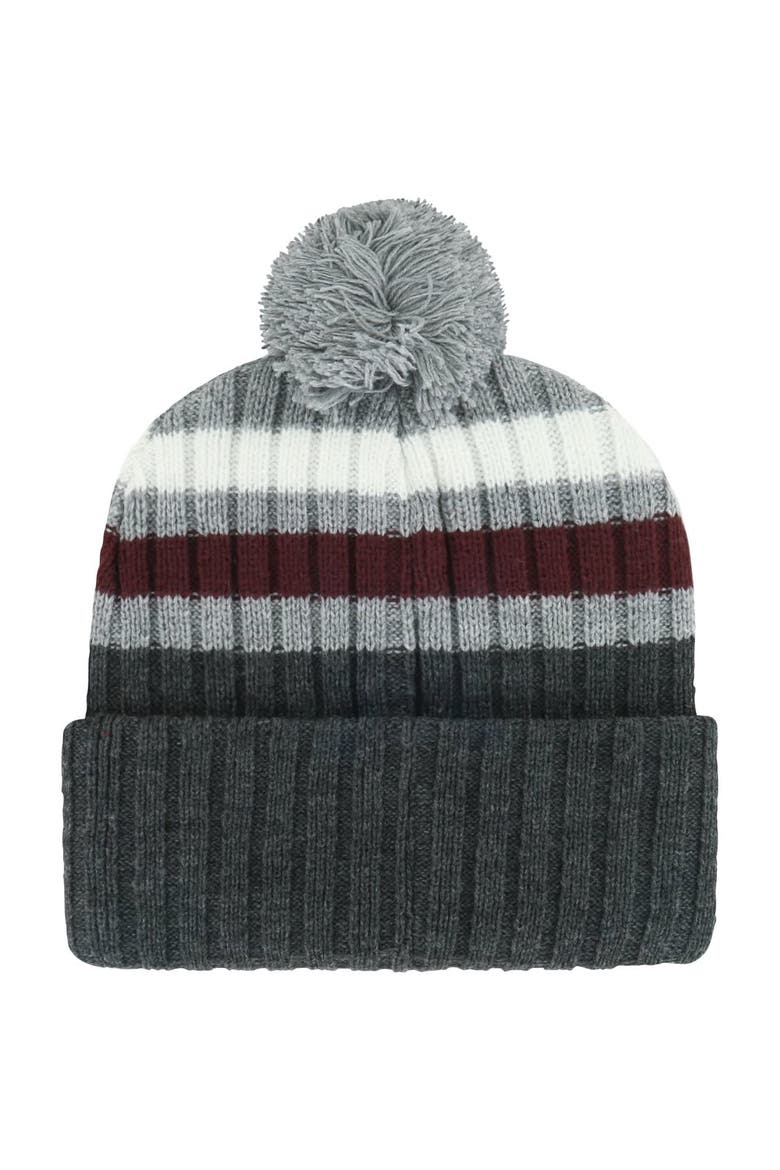 Men's '47 Charcoal Texas A&M Aggies Stack Striped Cuffed Knit Hat with Pom, Alternate, color, Charcoal
