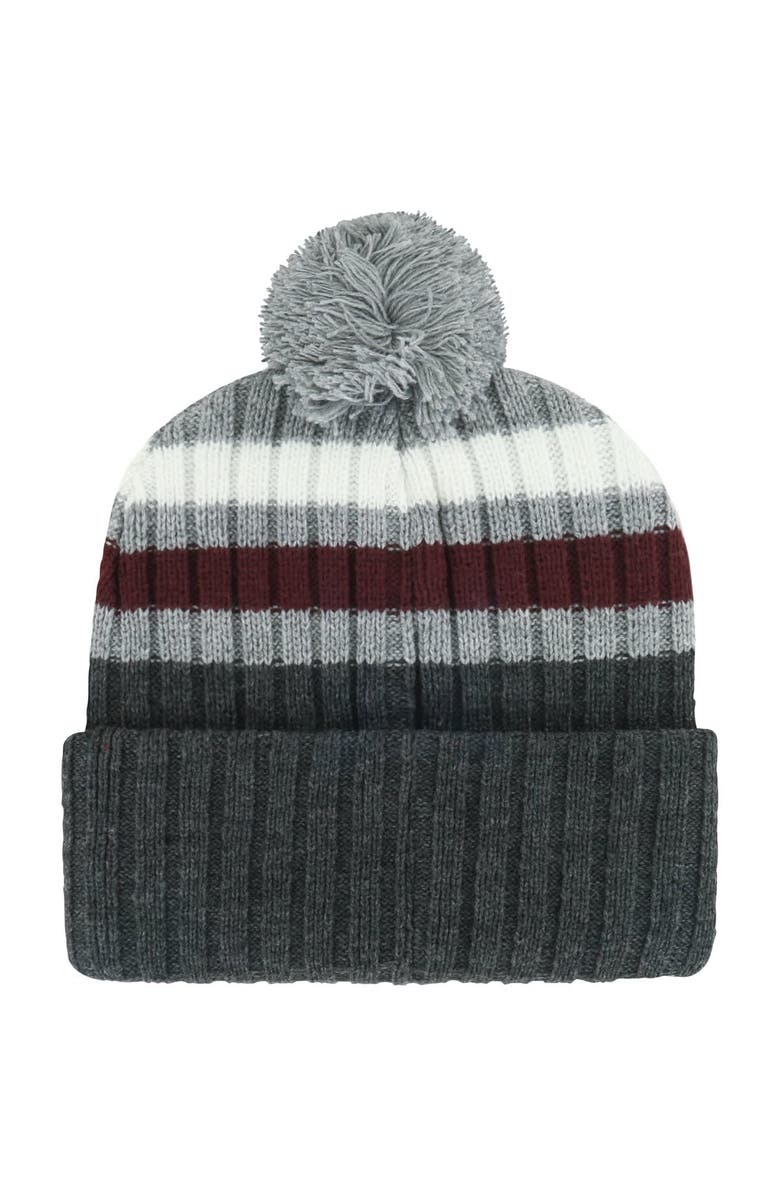 '47 Men's '47 Charcoal Texas A&M Aggies Stack Striped Cuffed Knit Hat with Pom, Alternate, color, Charcoal