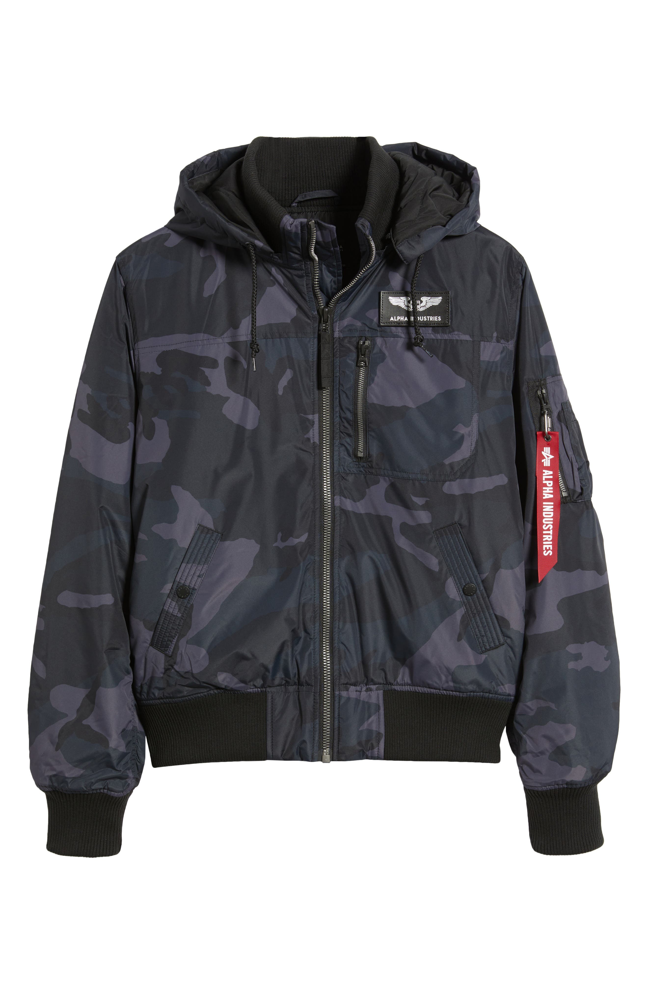 Hooded Rib Flight Jacket (Men) | Nordstrom