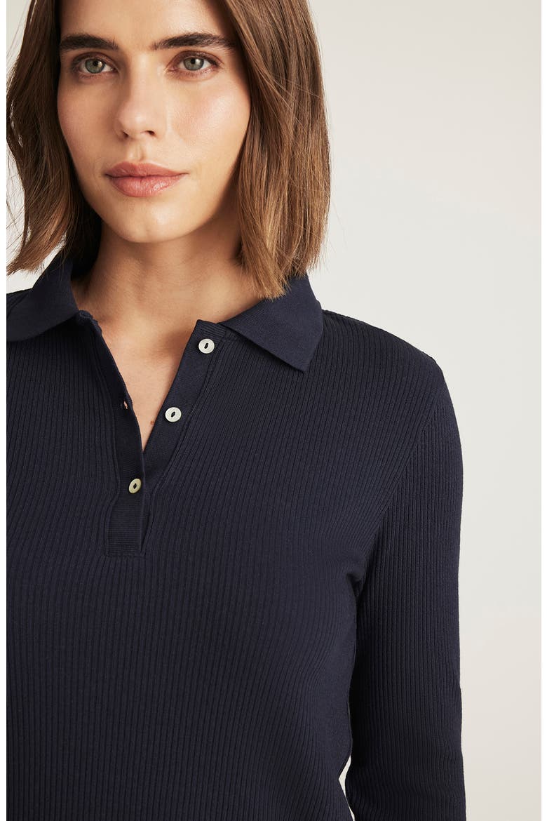 Long Sleeve Rib Polo Sweater, Alternate, color, NAVY BLAZER