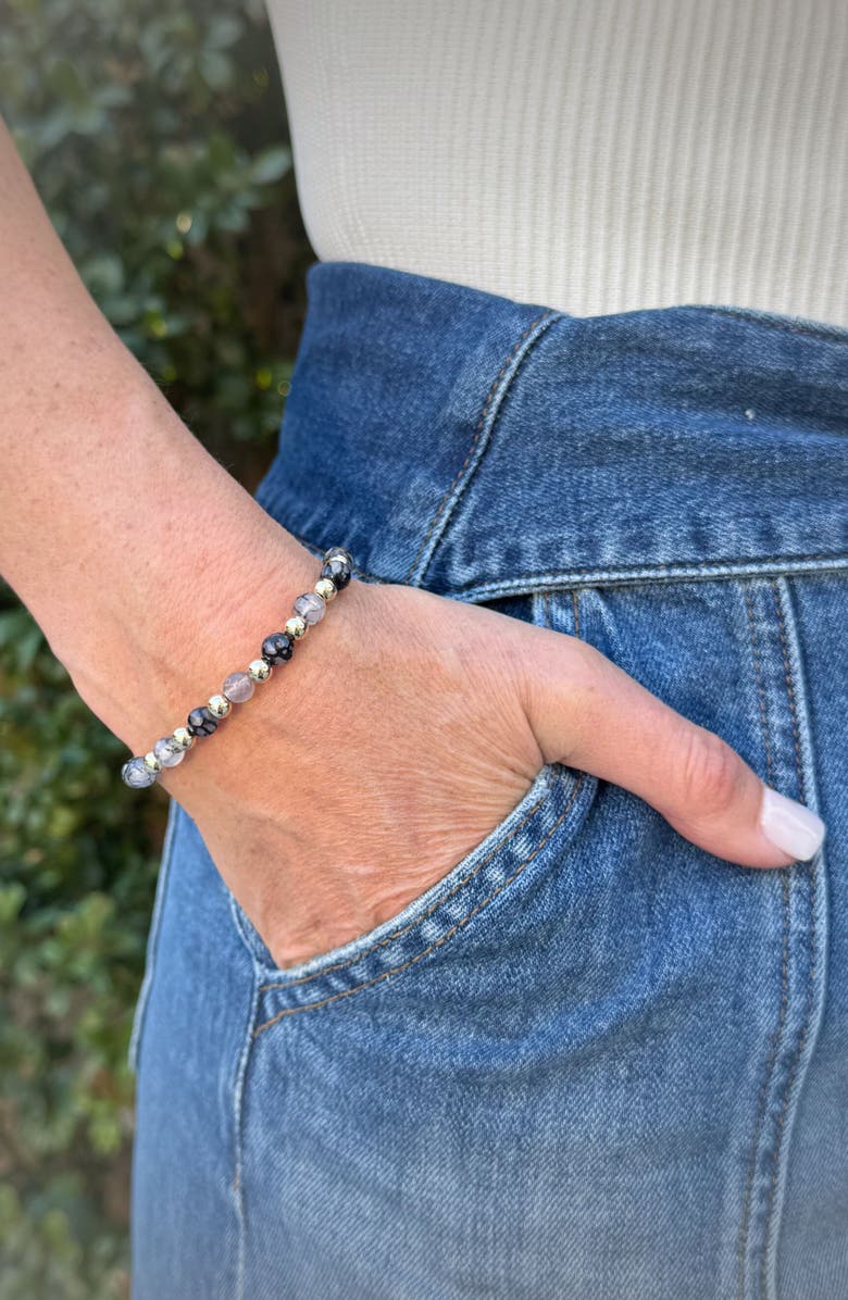 Emma Rae Luxe Gemstone Aura Bracelet, Alternate, color, Grey