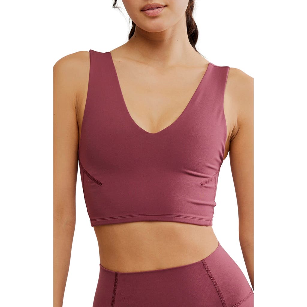 Free People Fp Movement Never Better Crop V-neck Tank In Burgundy