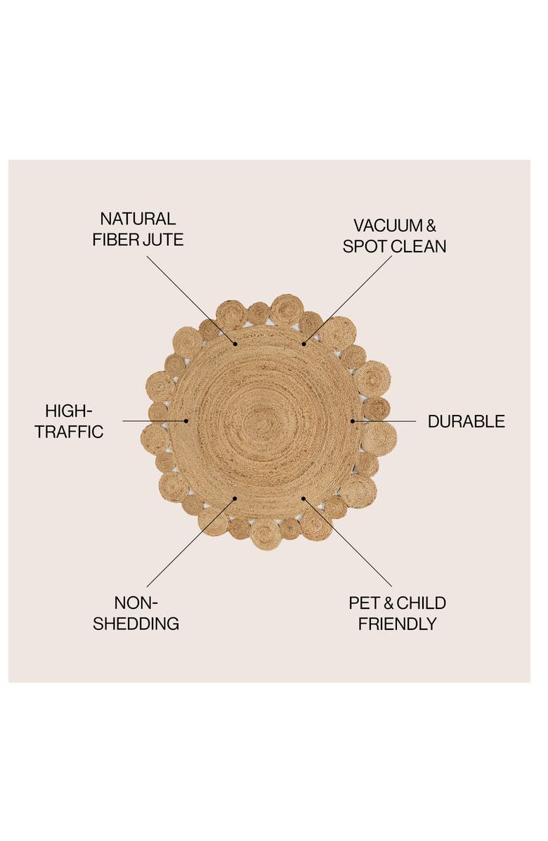JONATHAN Y Eden Round Natural Jute hippie Circle Natural Round Area Rug, Alternate, color, Natural
