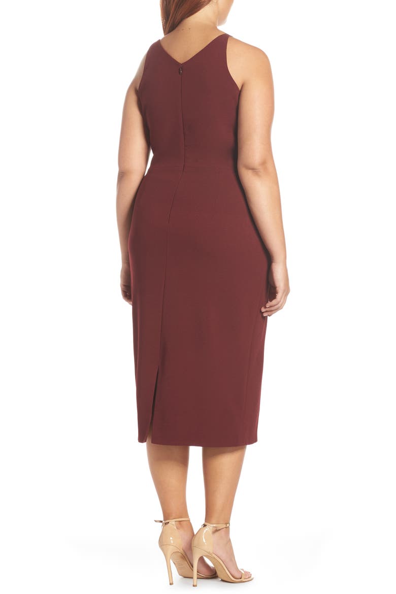 Lyla Crepe Cocktail Dress, Alternate, color, BURGUNDY