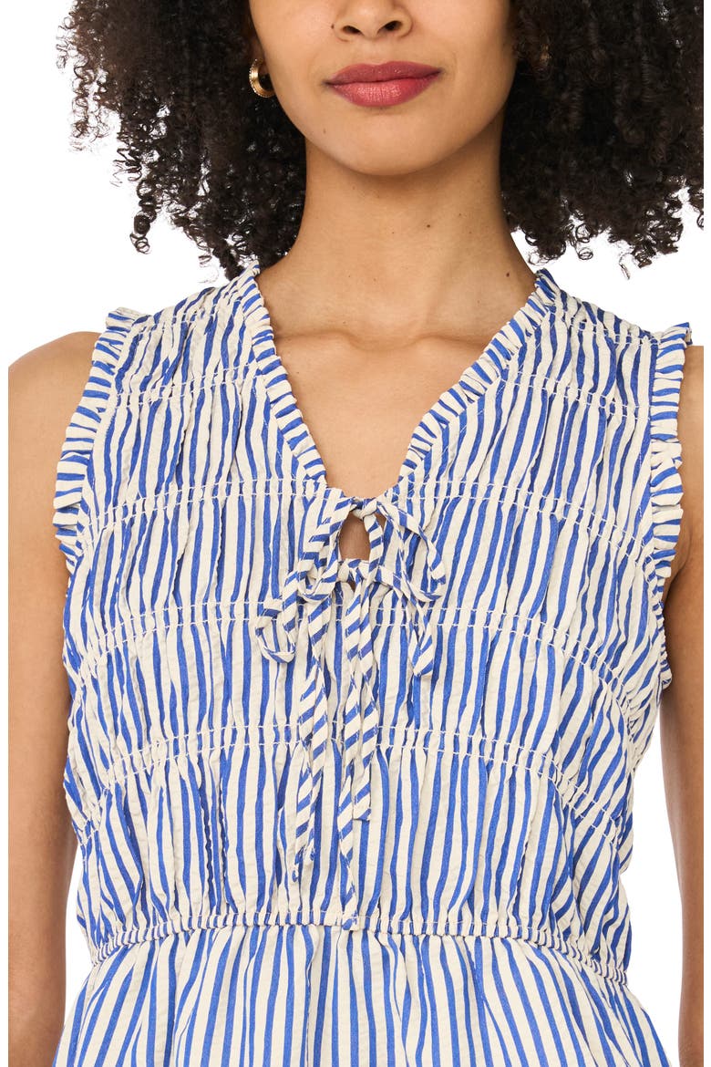 Sleeveless Ruffle Gathered Top, Alternate, color, ENSIGN BLUE STRIPE