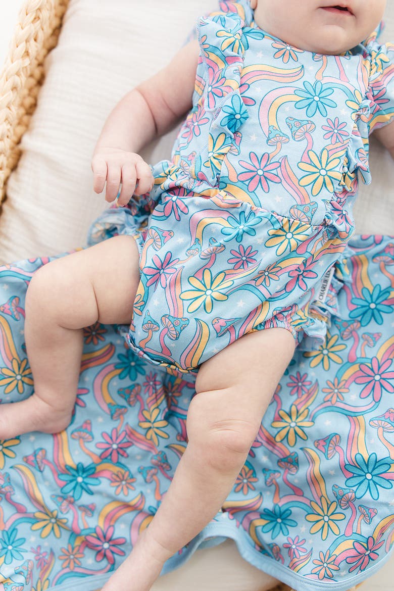 Groovy Fall After All Swaddle, Alternate, color, Blue