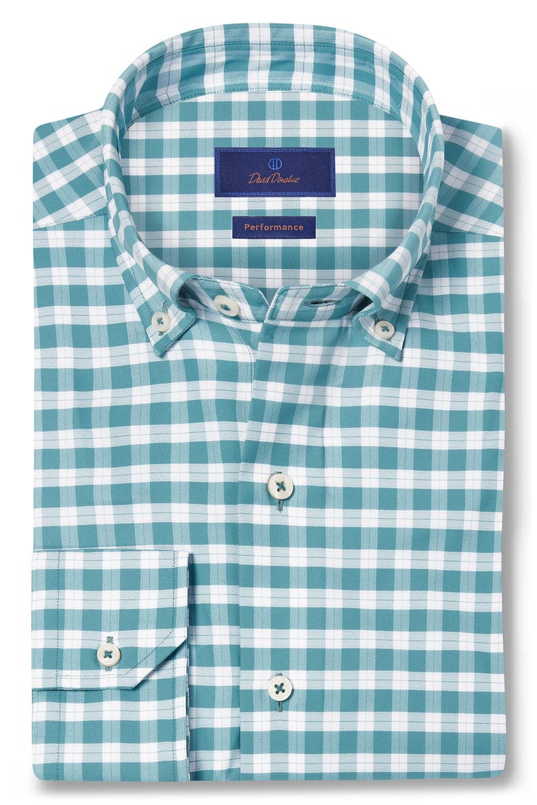 Performance Plaid Sport Shirt, Main, color, PETROL