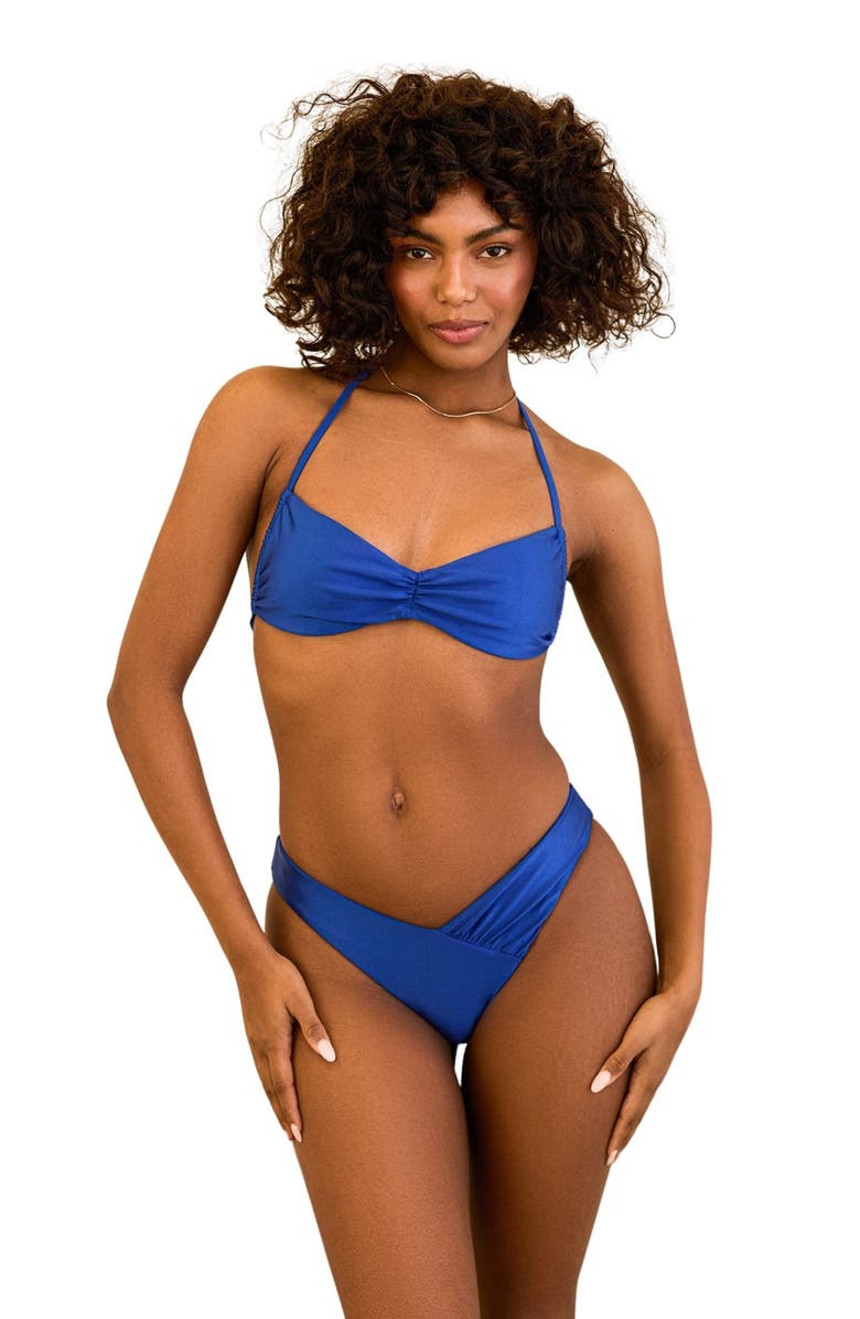 Dippin Daisys Angel Asymmetrical V-Cut Bikini Bottom, Main, color, Marina Shimmer