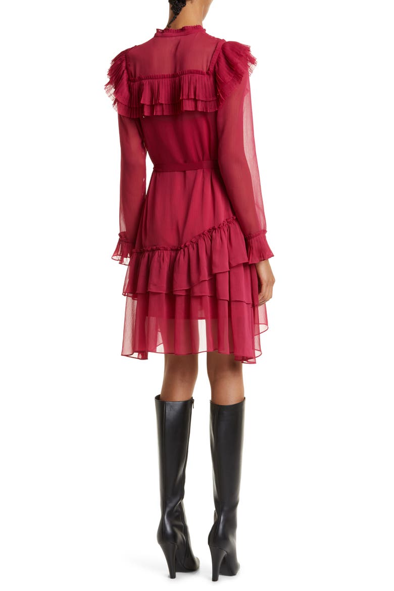 Anastai Long Sleeve Chiffon Shirtdress, Alternate, color, DEEP PINK