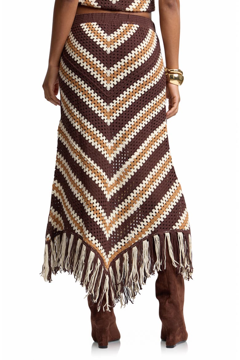 Chevron Crochet Fringe Midi Skirt, Alternate, color, BROWN MULTI