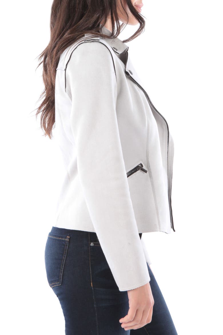 Haddie Faux Suede Moto Jacket, Alternate, color, LIGHT GREY