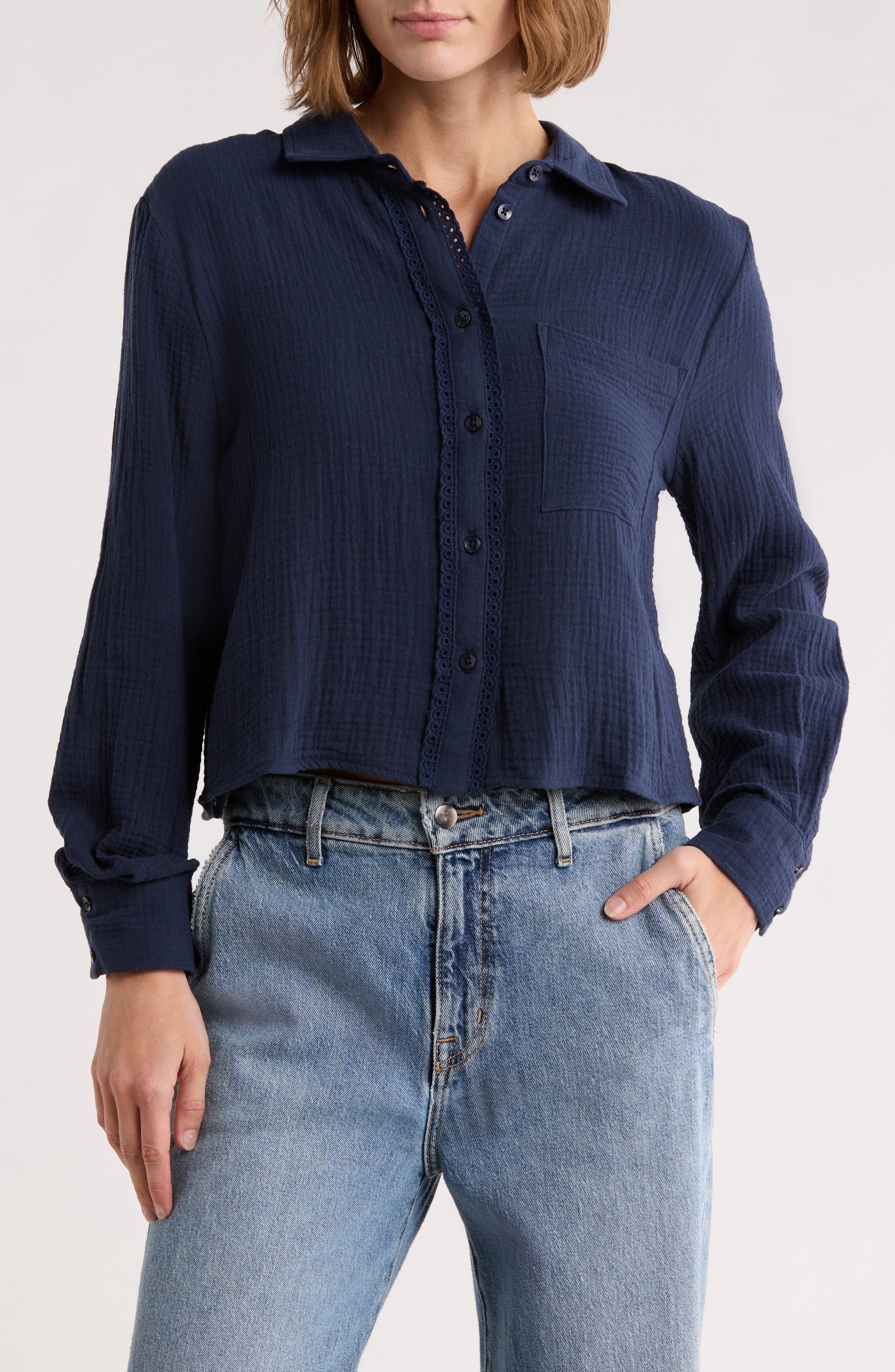 Cotton Gauze Button-Up Shirt - image 3