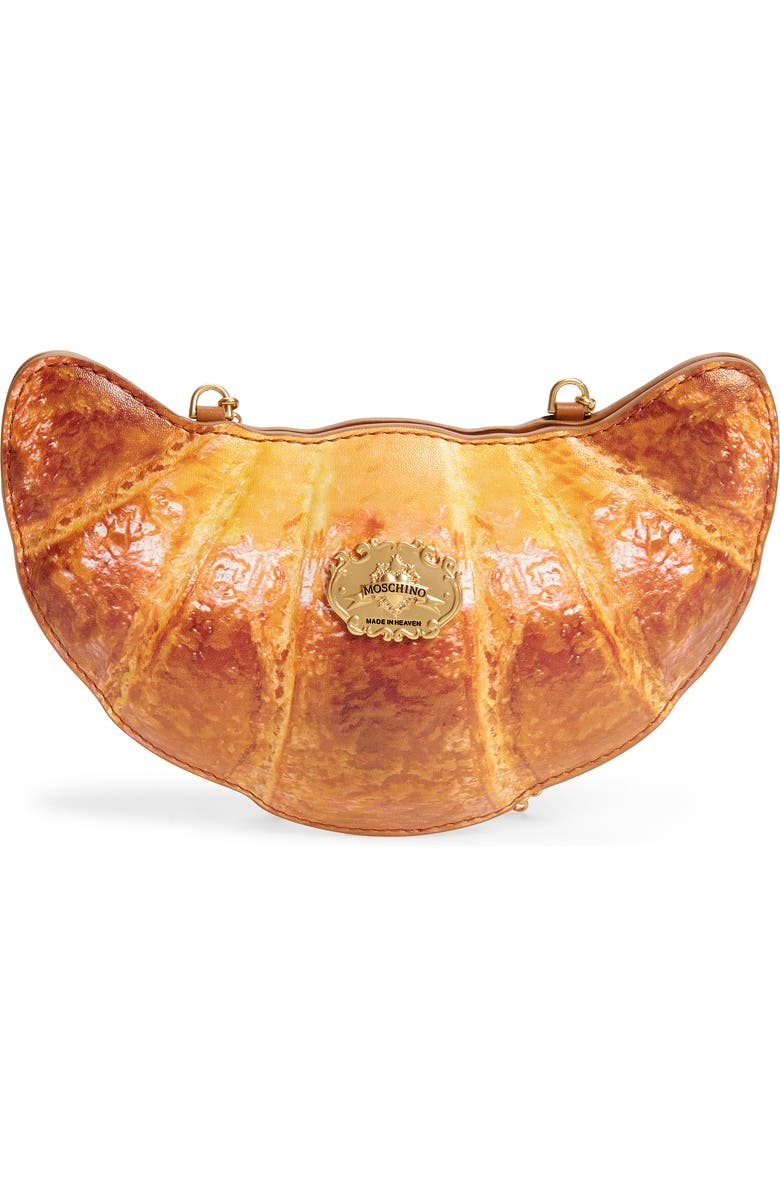 Moschino Croissant Leather Crossbody Bag, Main, color,