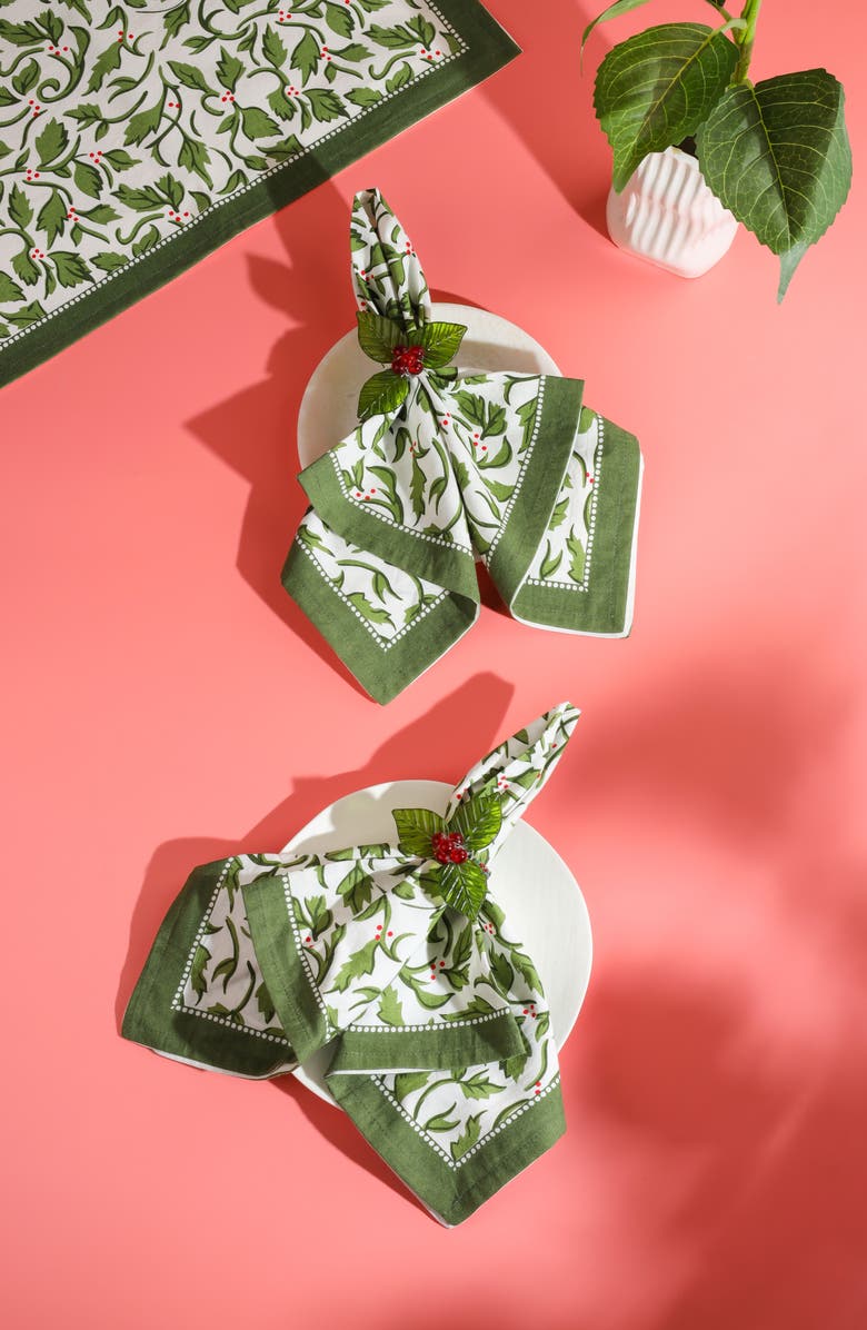 Tiramisu Cotton Set of 4 Napkins, Alternate, color, Green