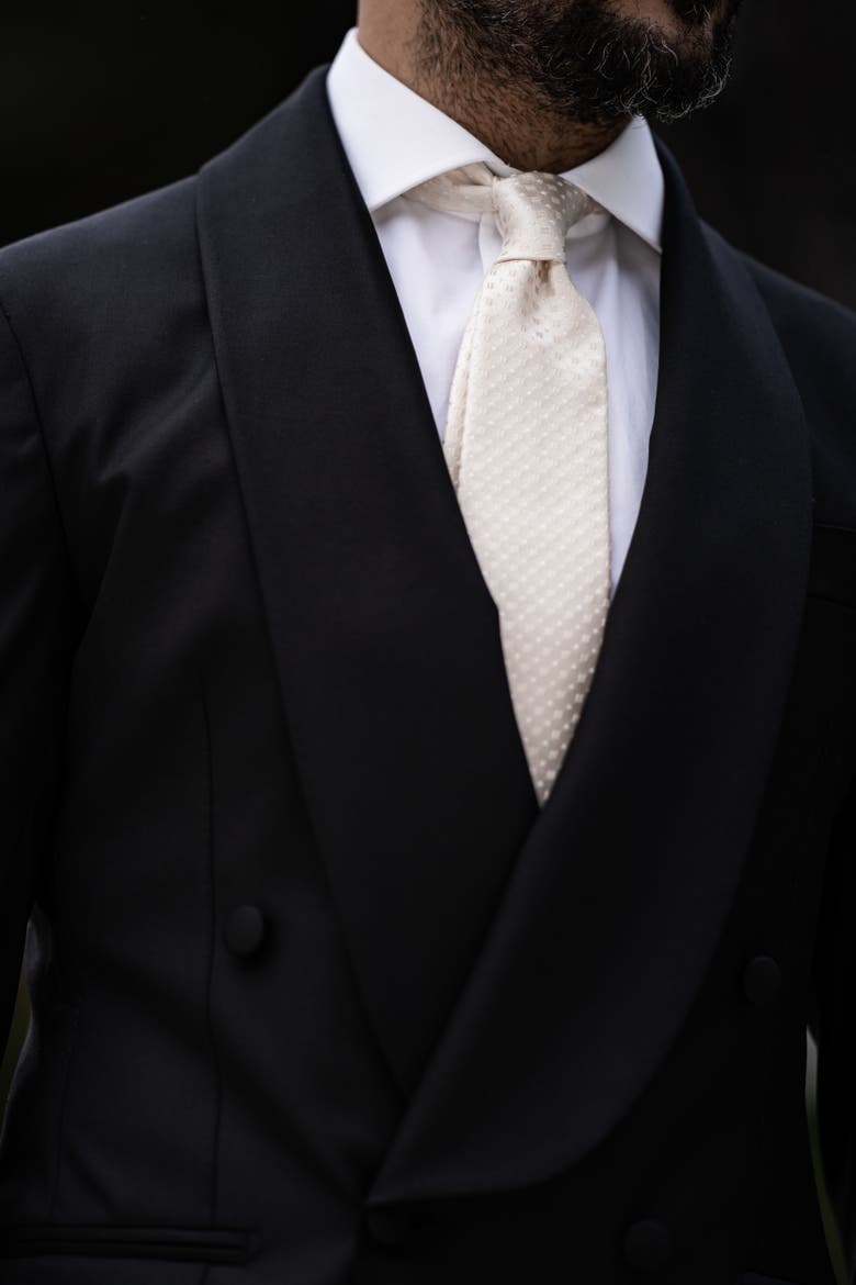 Barbera - Silk Jacquard Tie for Men, Alternate, color, Champagne