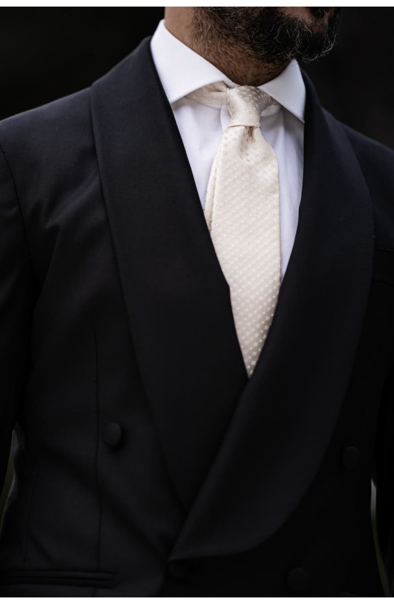 Elizabetta Barbera - Extra Long Silk Jacquard Tie for Men, Alternate, color, Champagne