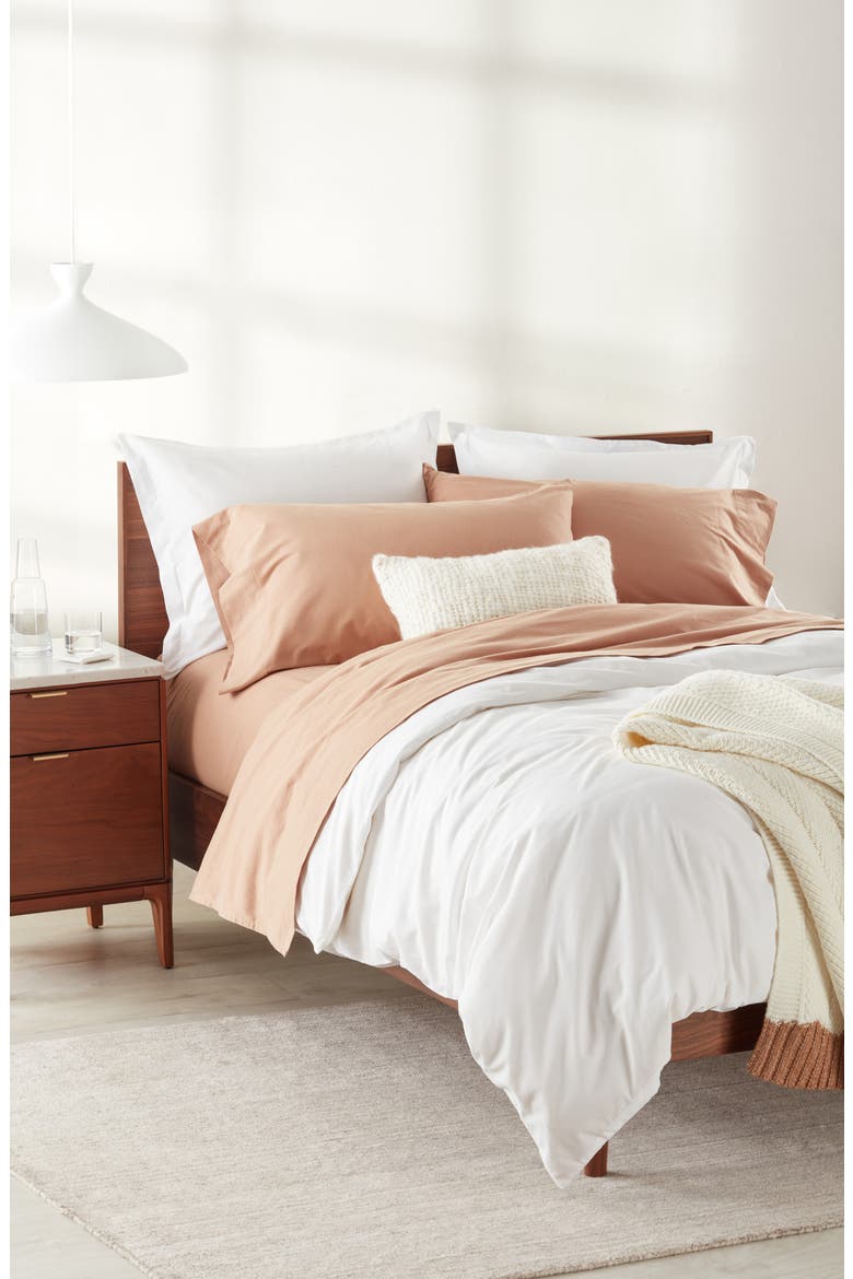 Organic Cotton Percale Duvet Cover & Shams Set, Alternate, color, WHITE