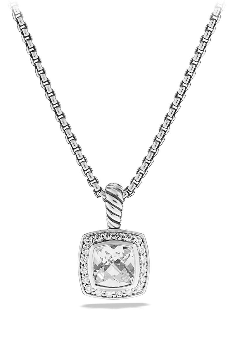 Petite Albion® Halo Cushion Pendant Necklace, Main, color, WHITE TOPAZ