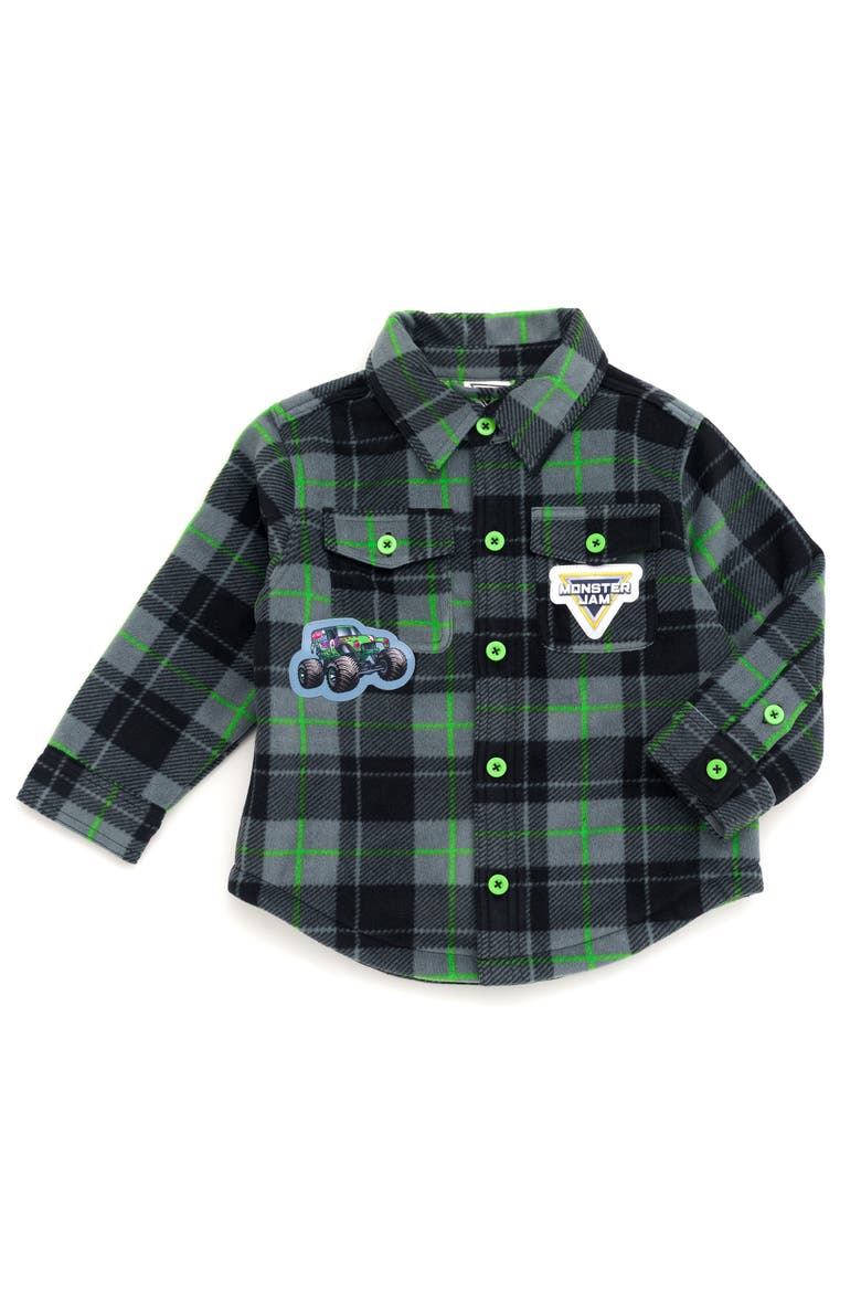 Grave Digger Button Front Shacket, Main, color, Grave Digger Green