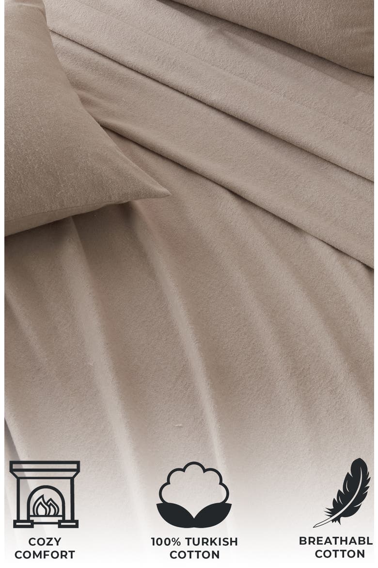 Heathered Turkish Cotton Blend Flannel Sheet Set, Alternate, color, HEATHERED LIGHT GREY