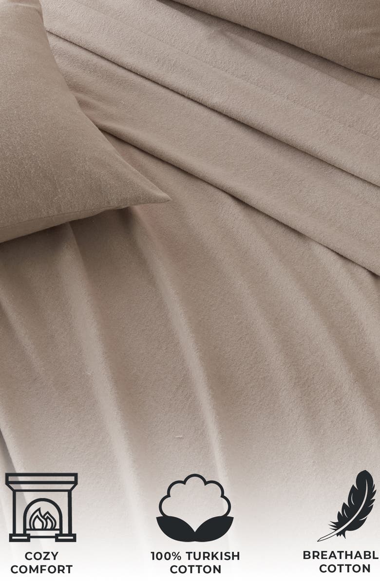 Woven & Weft Heathered Turkish Cotton Blend Flannel Sheet Set, Alternate, color, Heathered Light Grey