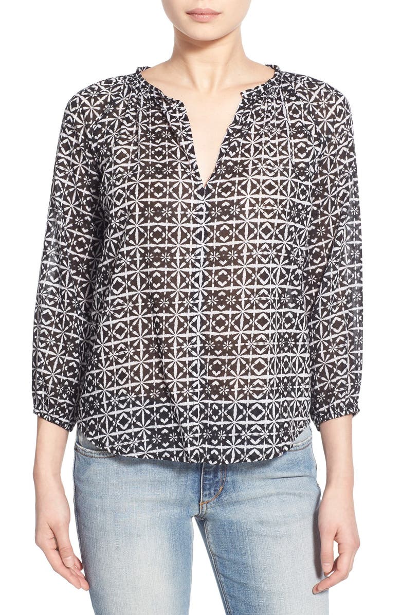 VELVET by Graham & Spencer Cotton Voile Peasant Blouse, Main, color,