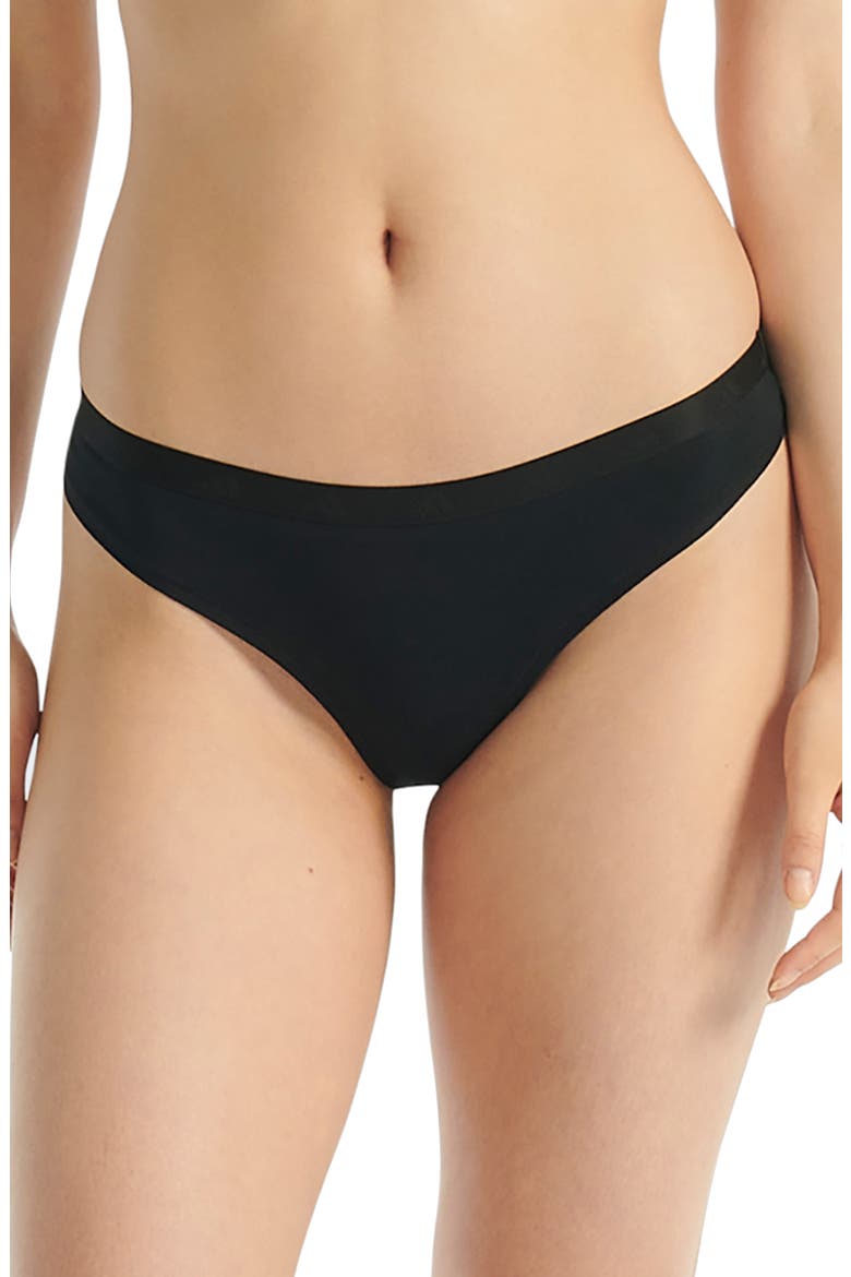Set of 3 Low Rise Thongs, Main, color, BLACK