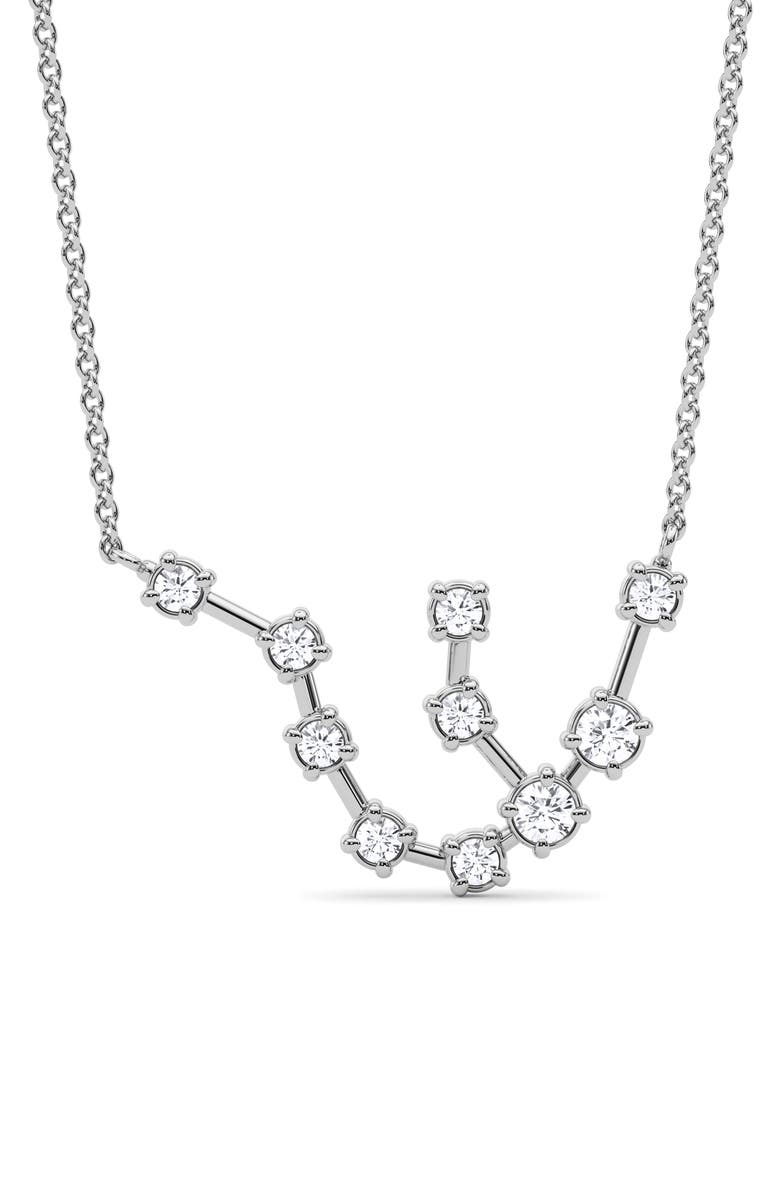 HauteCarat Aquarius Constellation Lab Created Diamond Necklace, Main, color, 18K White Gold