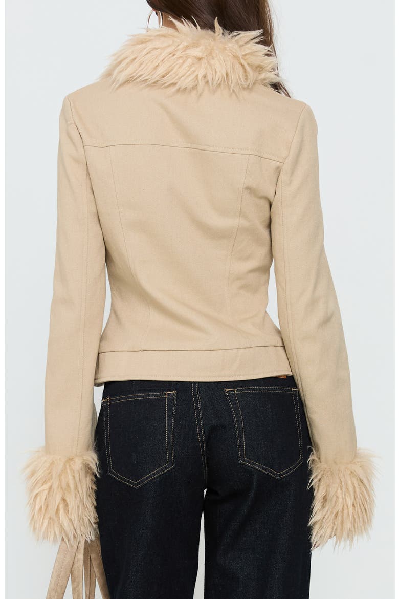 Nindie Faux Fur Contrast Jacket, Alternate, color, TAN