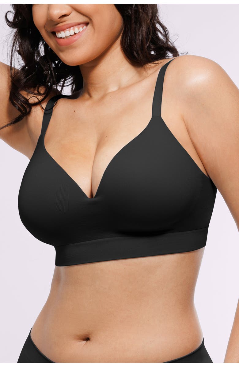 Shapellx Wireless Seamless T-Shirt Bra, Alternate, color, Jet Black