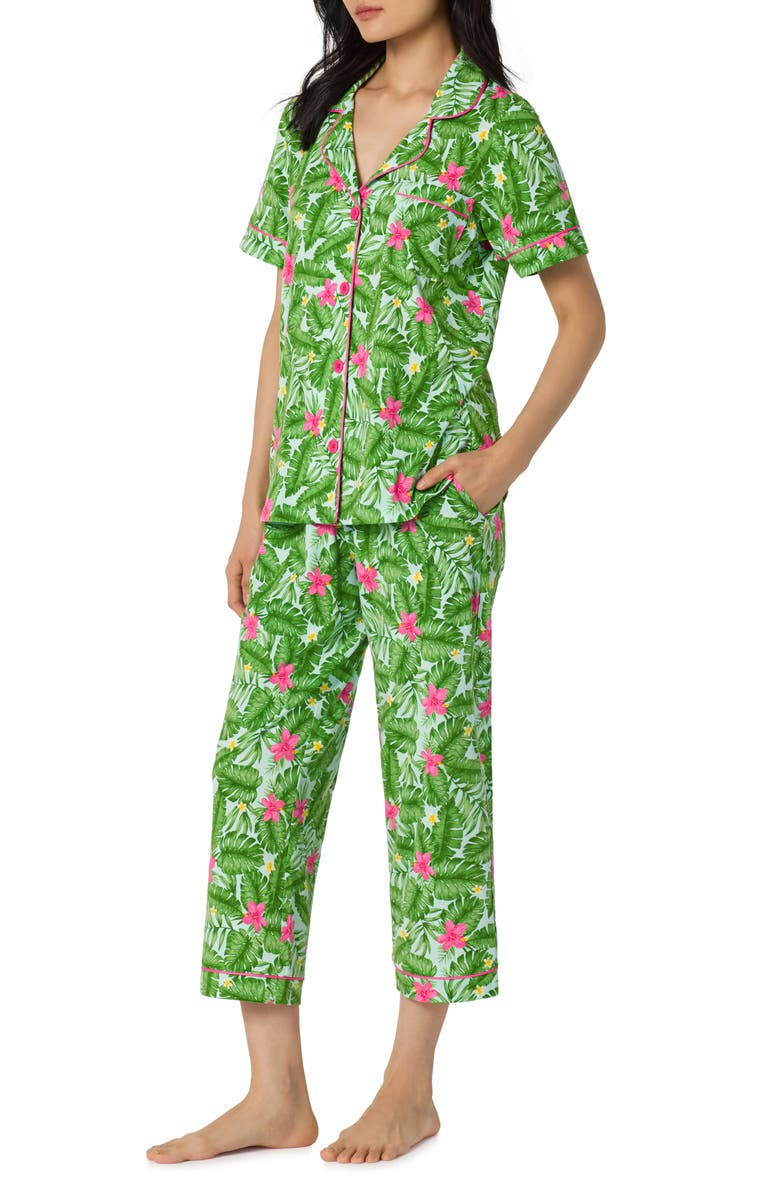 BedHead Pajamas Print Stretch Organic Cotton Crop Pajamas, Alternate, color, 