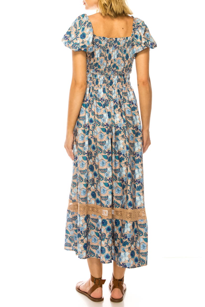 Floral Print Maxi Dress, Alternate, color, HAZELNUT