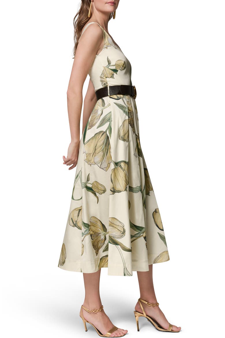 Floral Print A-Line Dress, Alternate, color, PANNACOTT