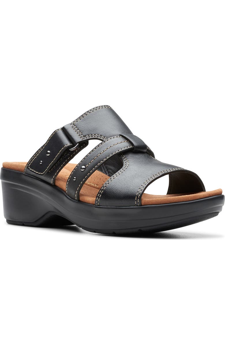Clarks<sup>®</sup> Tuleah Jane Slide Sandal, Main, color, Black Leather