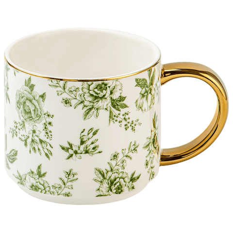 Patterned 14 oz Gold Handle Coffee Mug