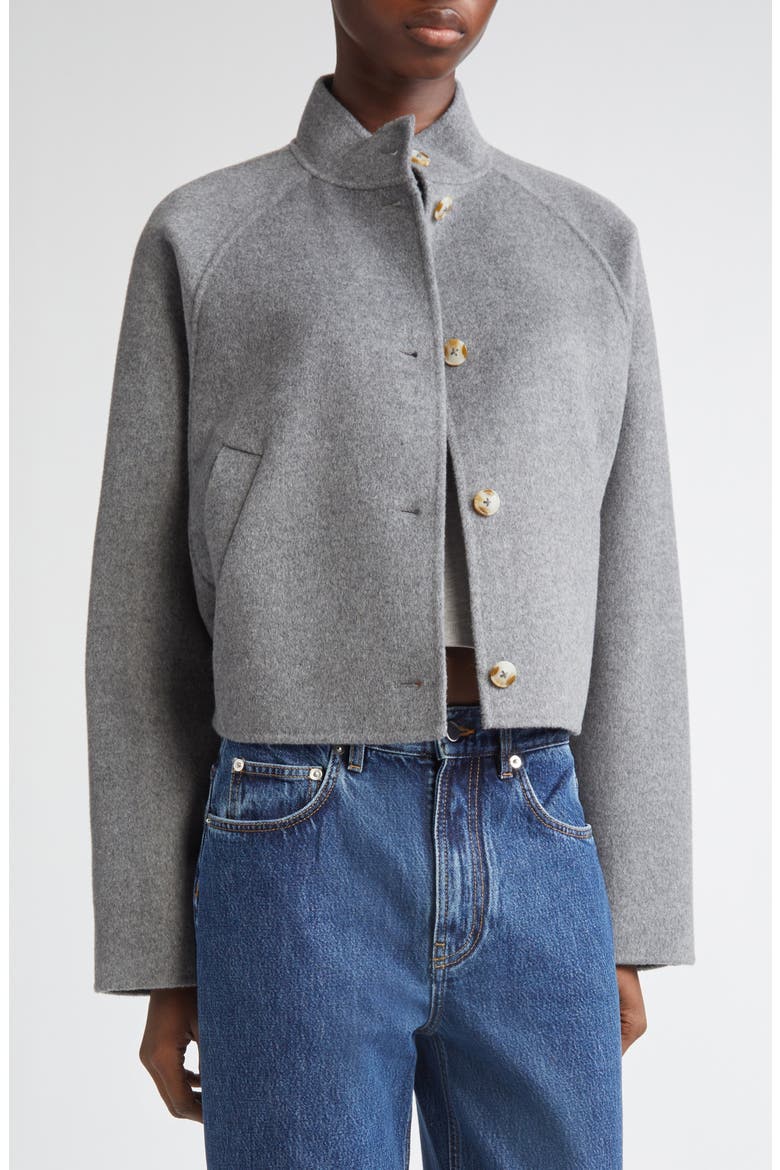 Nyma Wool & Cashmere Felt Crop Jacket, Alternate, color, GREY MELANGE