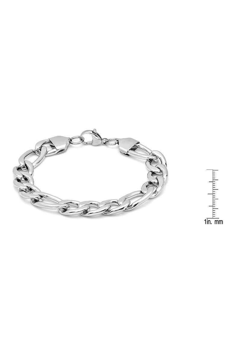 Men's Stainless Steel Figaro Link Bracelet, Alternate, color, SILVER