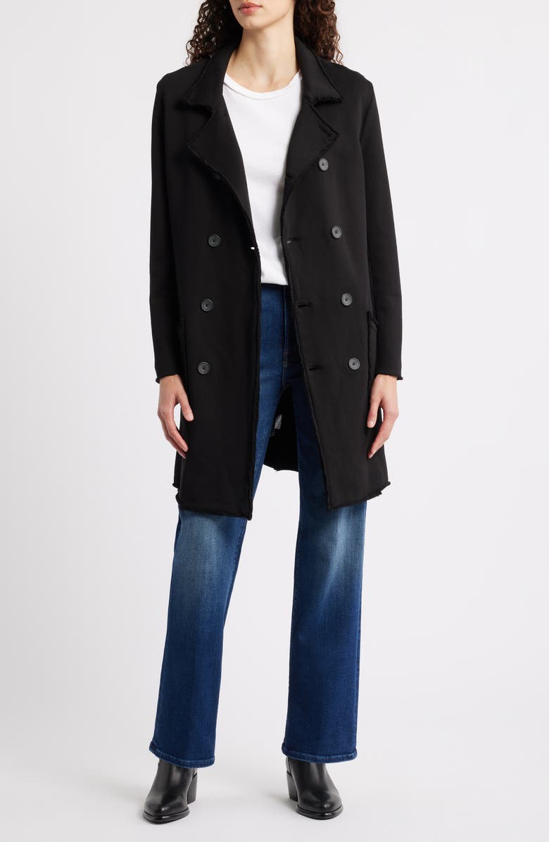 Frank & Eileen Tipperary Fringe Detail Cotton Coat, Main, color, Black